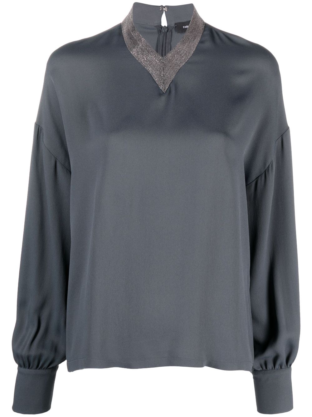 Fabiana Filippi Bead-embellished Long-sleeve Blouse In Grey