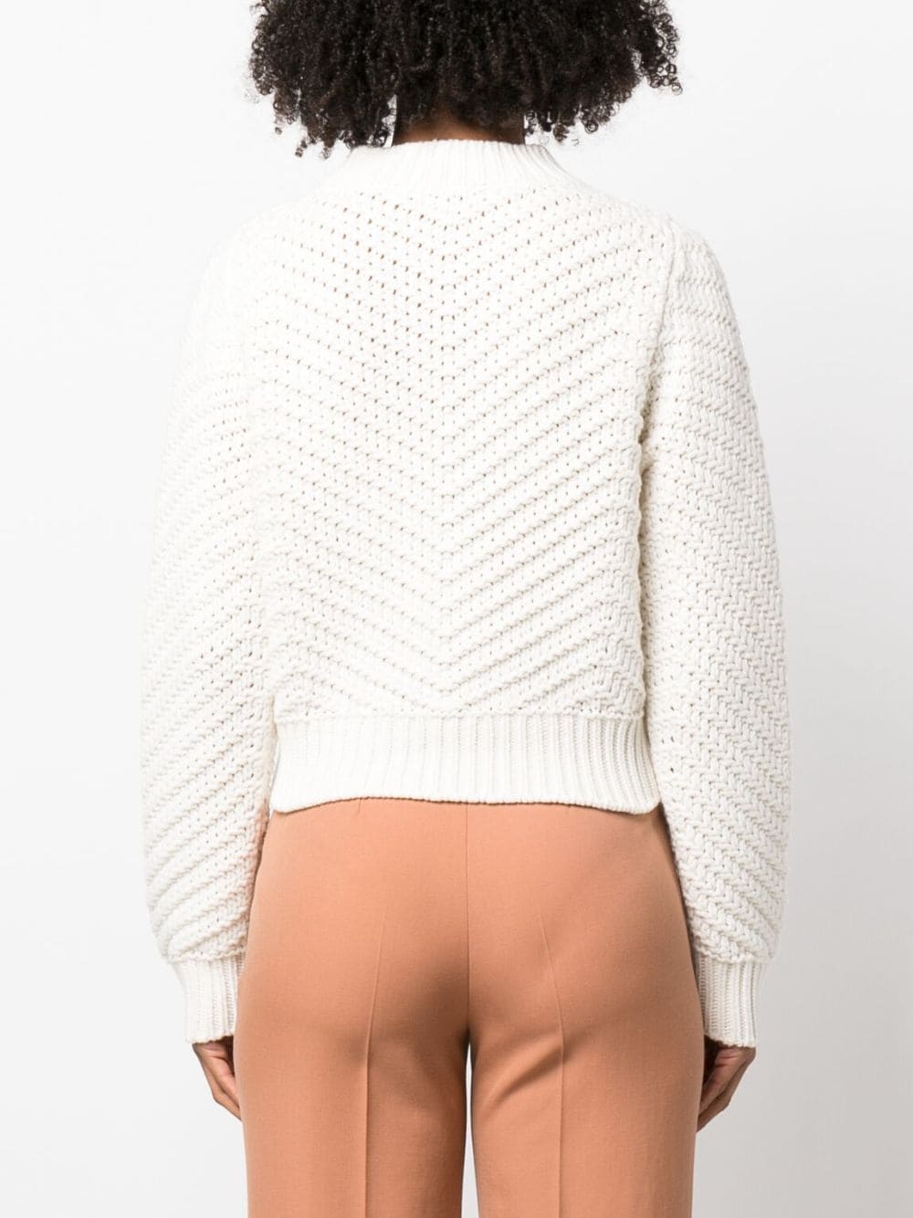 Shop Fabiana Filippi Chevron-knit Cashmere Jumper In White