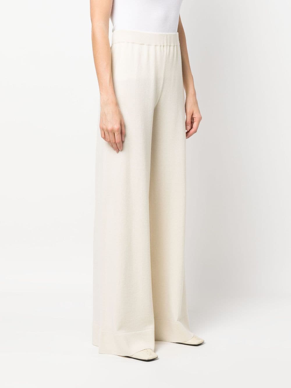 Shop Fabiana Filippi Wide-leg Cashmere Knitted Trousers In White