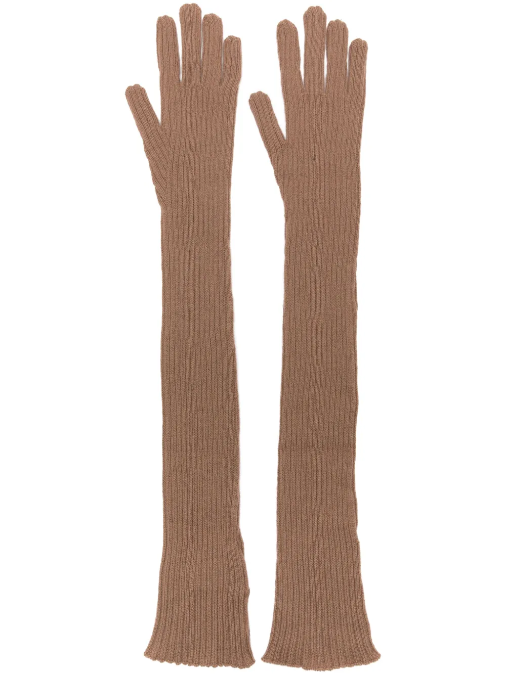 ribbed cashmere long gloves