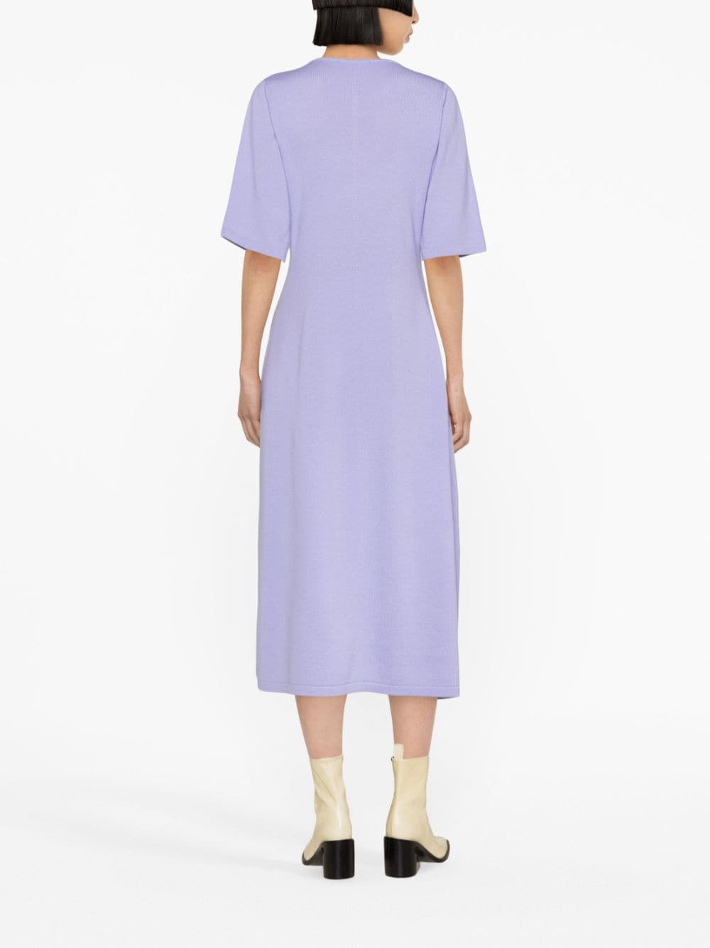 Shop Fabiana Filippi Knitted Midi Dress In Purple