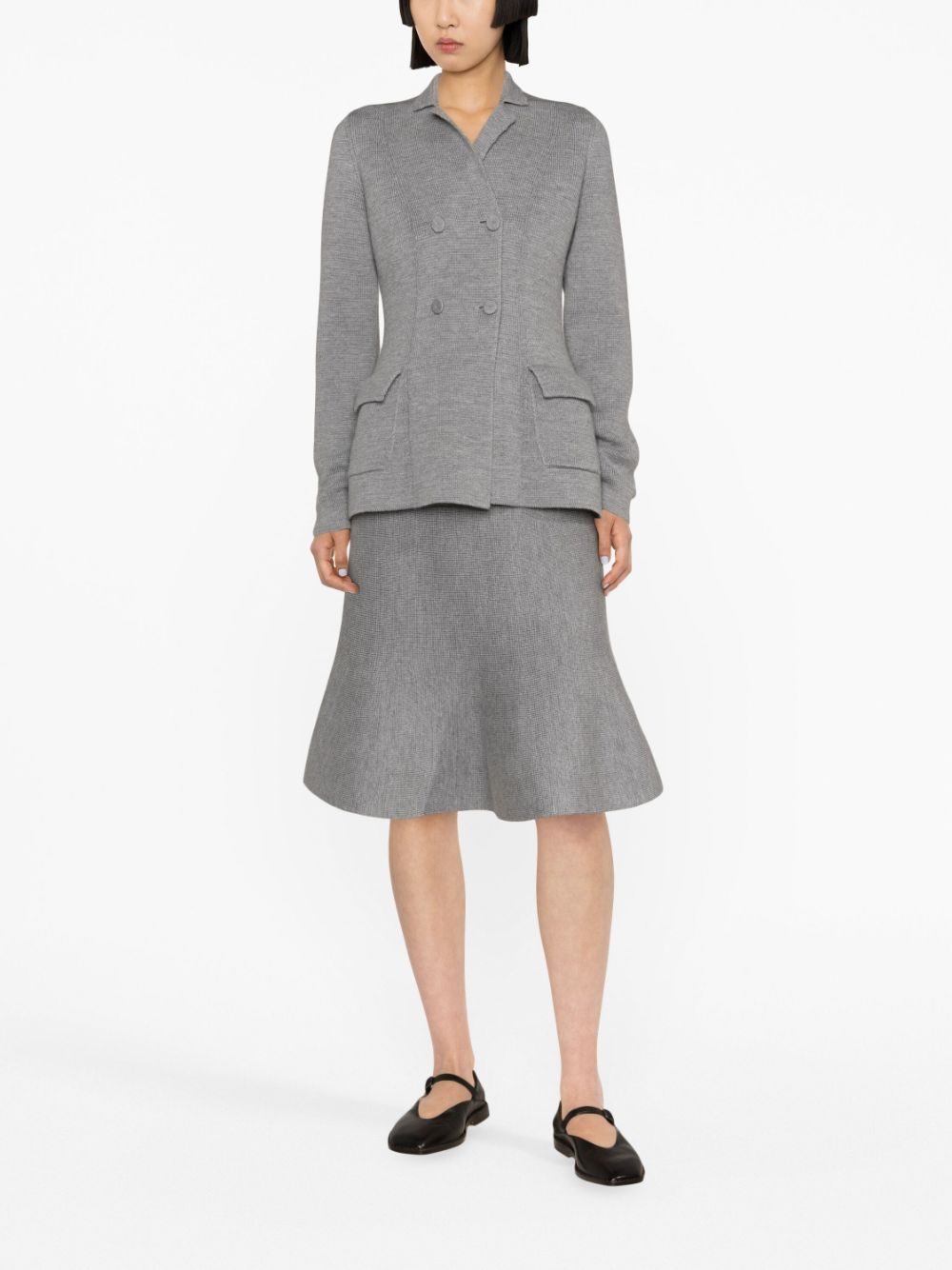 Shop Fabiana Filippi Knitted Wool Blazer In Grey