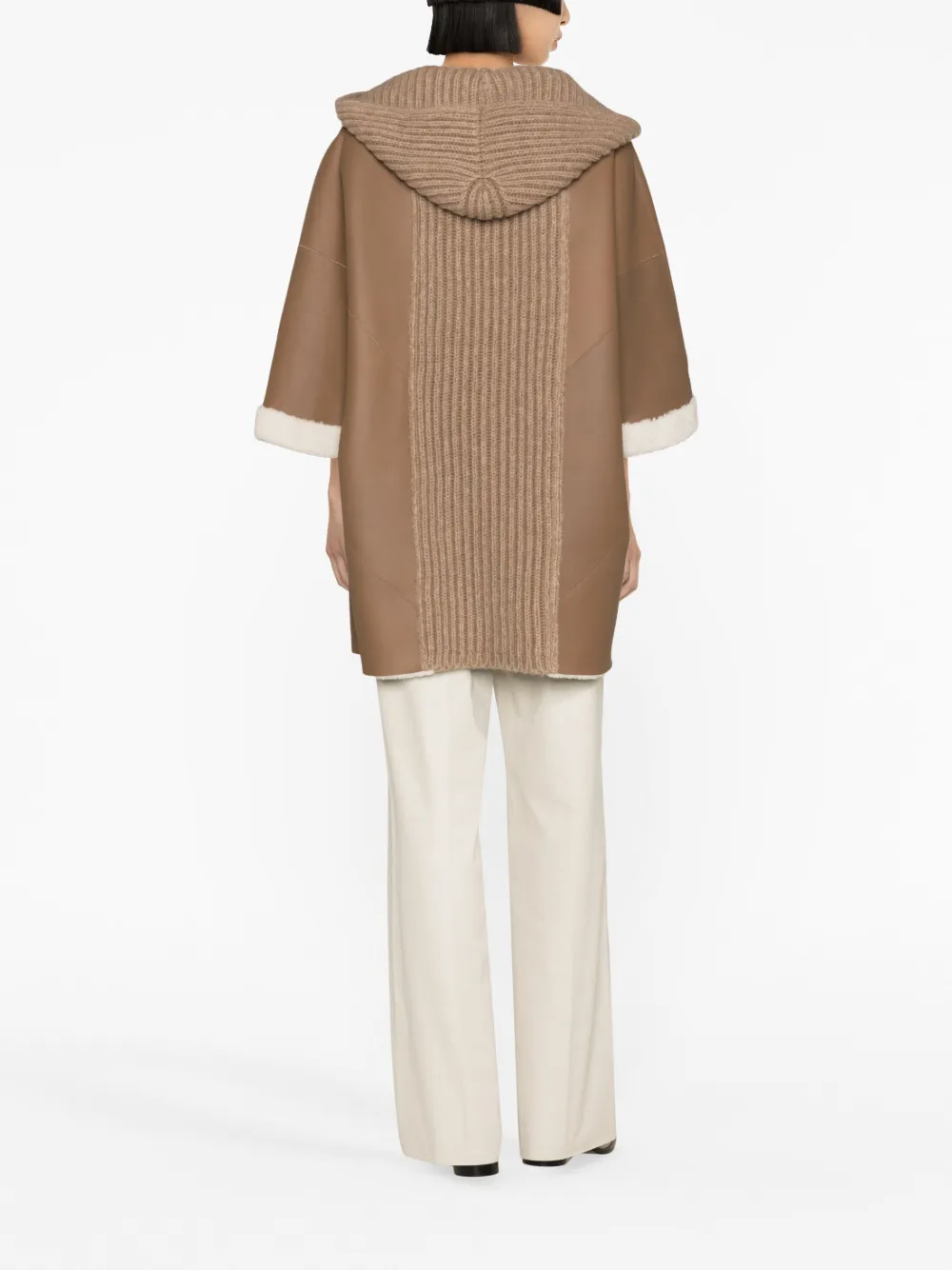 Fabiana Filippi Hooded Shearling Jacket In Brown
