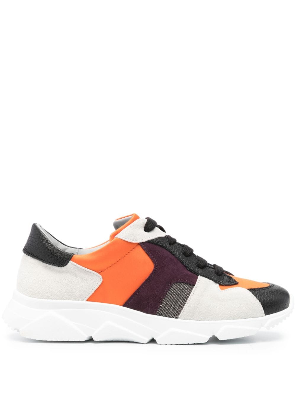 colour-block panelled leather sneakers