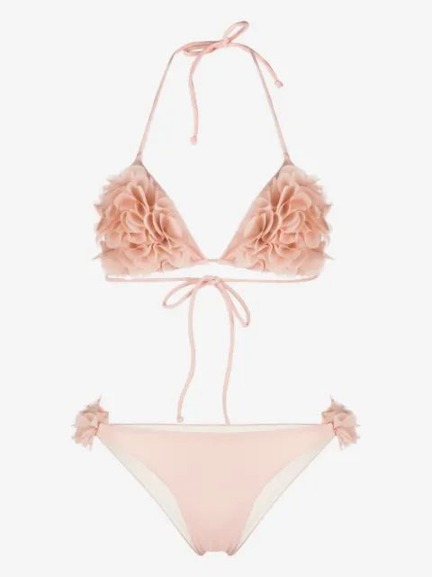 La Reveche Shayna floral-appliqué bikini