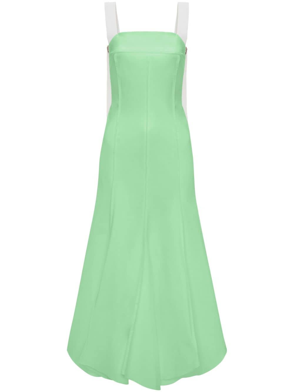 Victoria Beckham Strappy Organic-cotton Midi Dress In Green