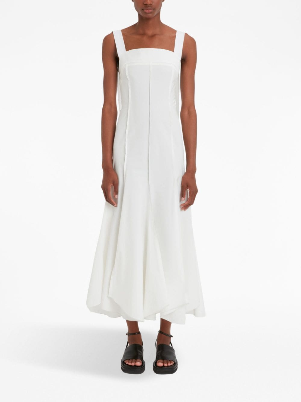 Shop Victoria Beckham Strappy Organic Cotton Midi Dress In White