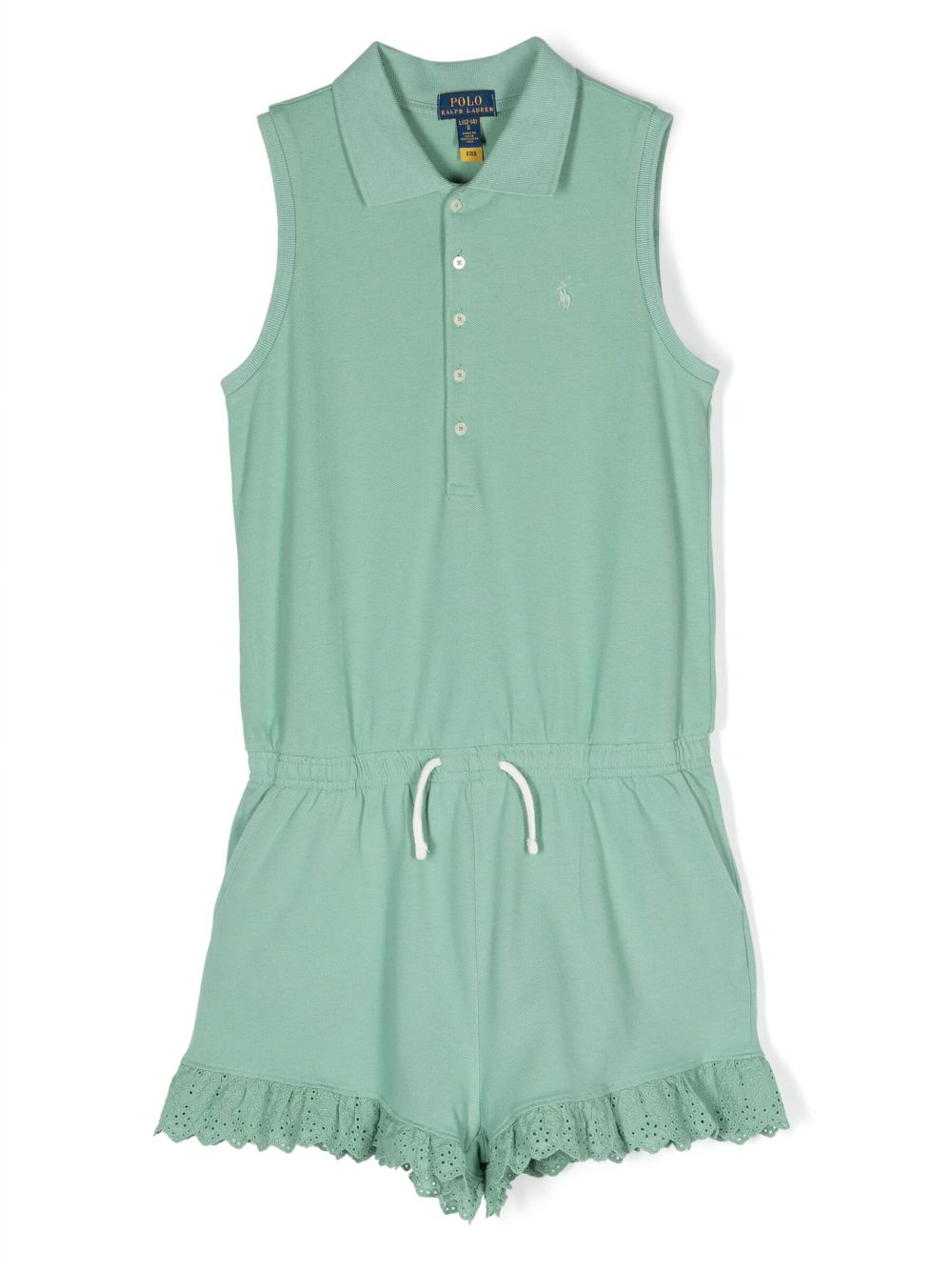 Shop Ralph Lauren Logo-embroidery Cotton Playsuit In Green