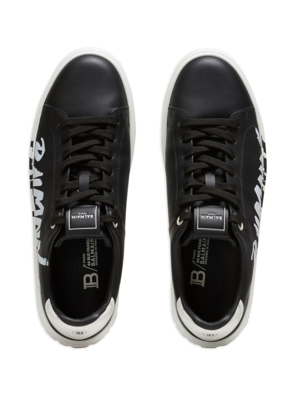 Shop Balmain Logo-print Lace-up Sneakers In Black