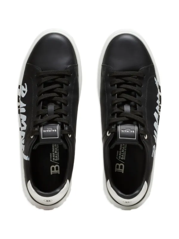 Balmain logo-print lace-up Sneakers | Black | FARFETCH JO