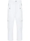 Balmain logo-plaque cargo-style cropped trousers - White
