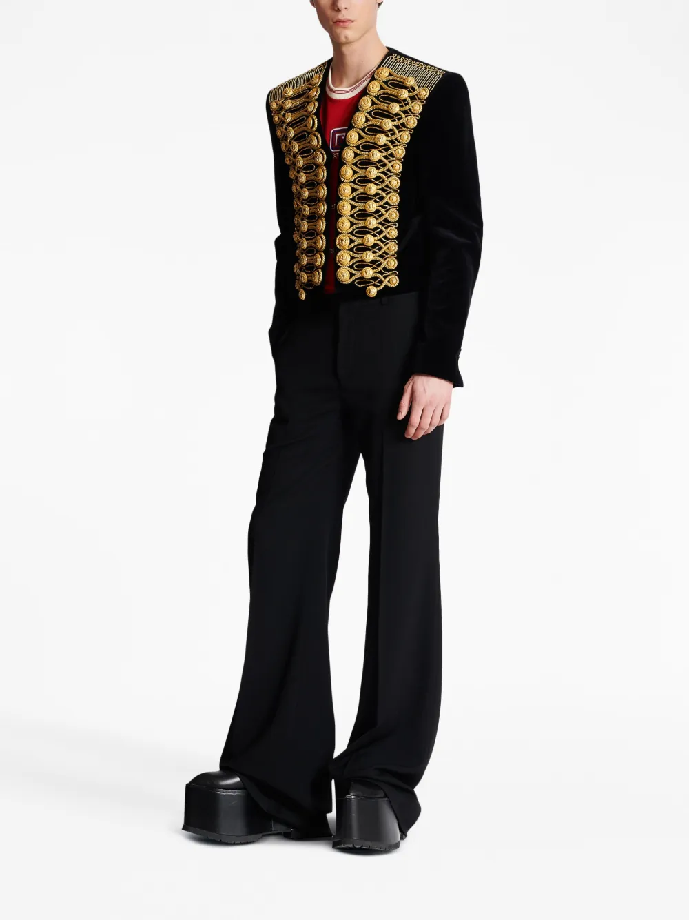 fully-embroidered velvet jacket