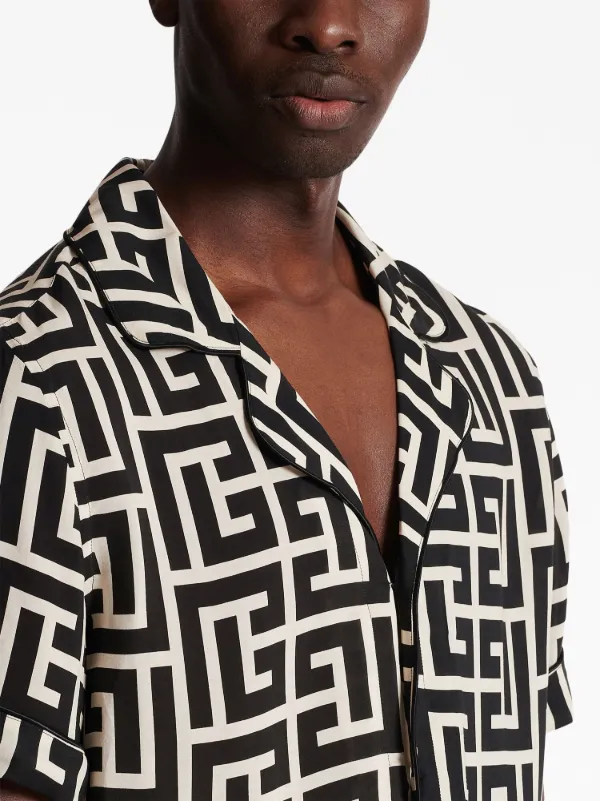 Monogram Printed Short-Sleeved Silk Shirt - Men - Ready-to-Wear