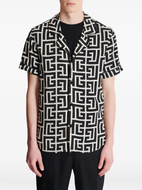 Balmain geometric-pattern short-sleeve shirt