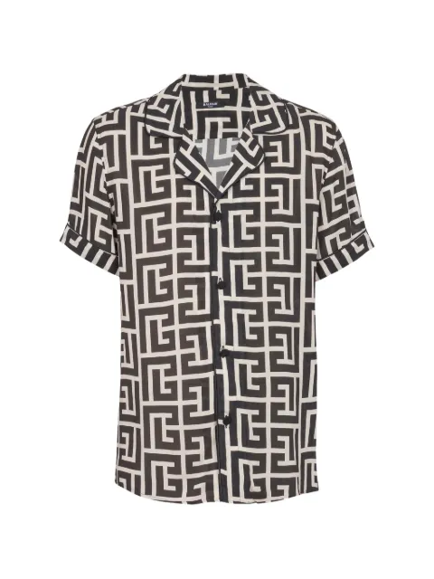 Balmain camisa manga corta con motivo geométrico