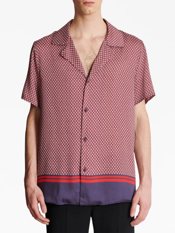 Balmain モノグラム ショートスリーブ シャツ | レッド | FARFETCH JP