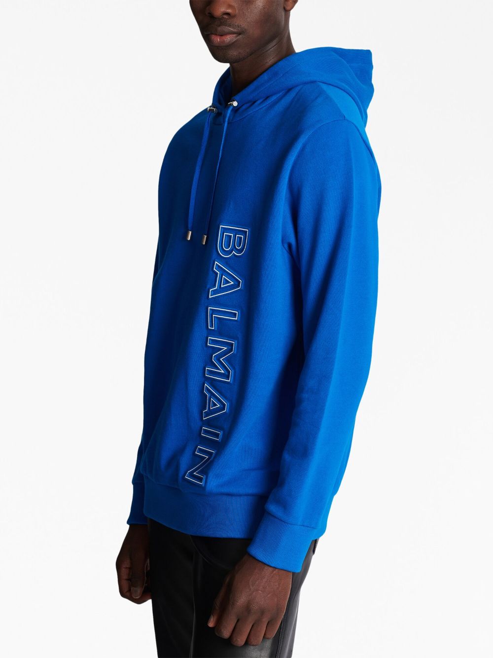 Balmain embossed-logo Drawstring Hoodie - Farfetch