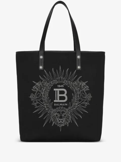 Balmain Varsity embroidered-logo tote bag 