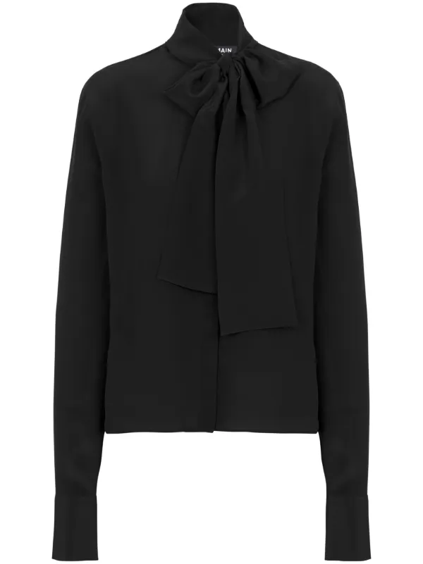 Balmain Bow-detail Buttoned Blouse in Black