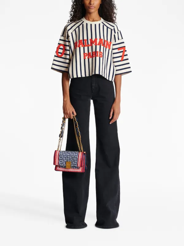【関税＆送料込み】Balmain 1945 Soft Shoulder Bag Balmain 1945 Soft Small Shoulder Bag in Monogram Jacquard