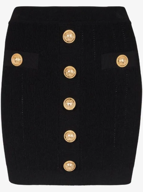 Balmain falda de canalé con detalle de botones