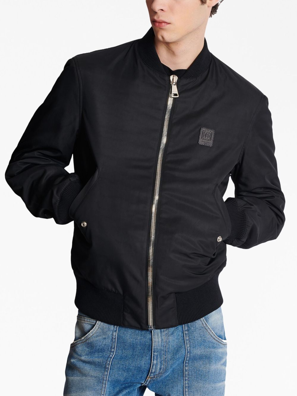 Balmain logo-patch bomber jacket Men