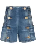 Balmain logo-patch cotton shorts - Blue