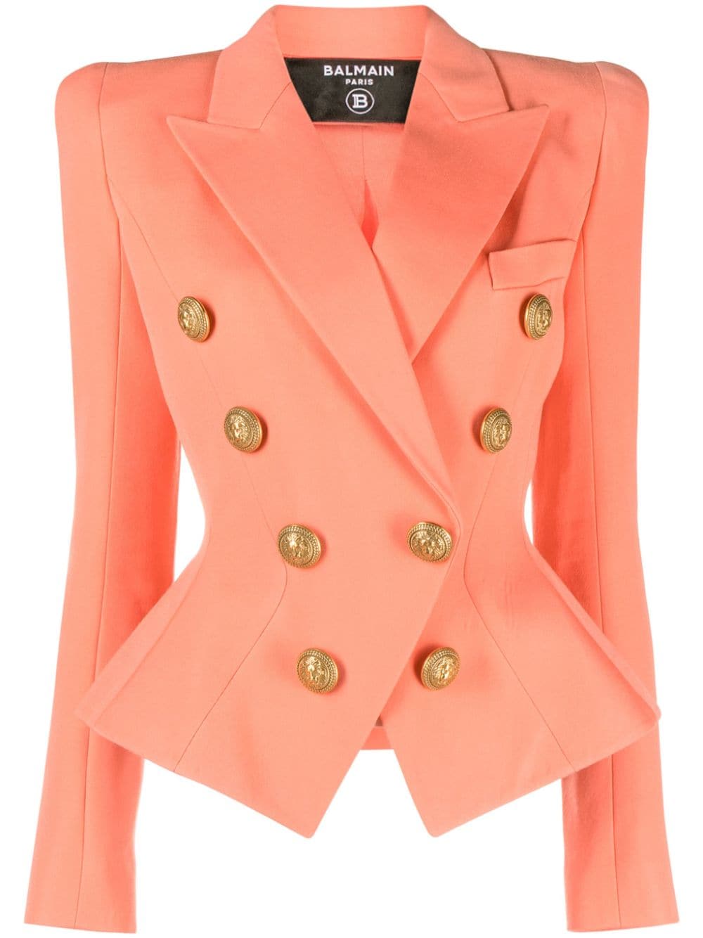 Shop Balmain Button-embellished Jacket In Orange