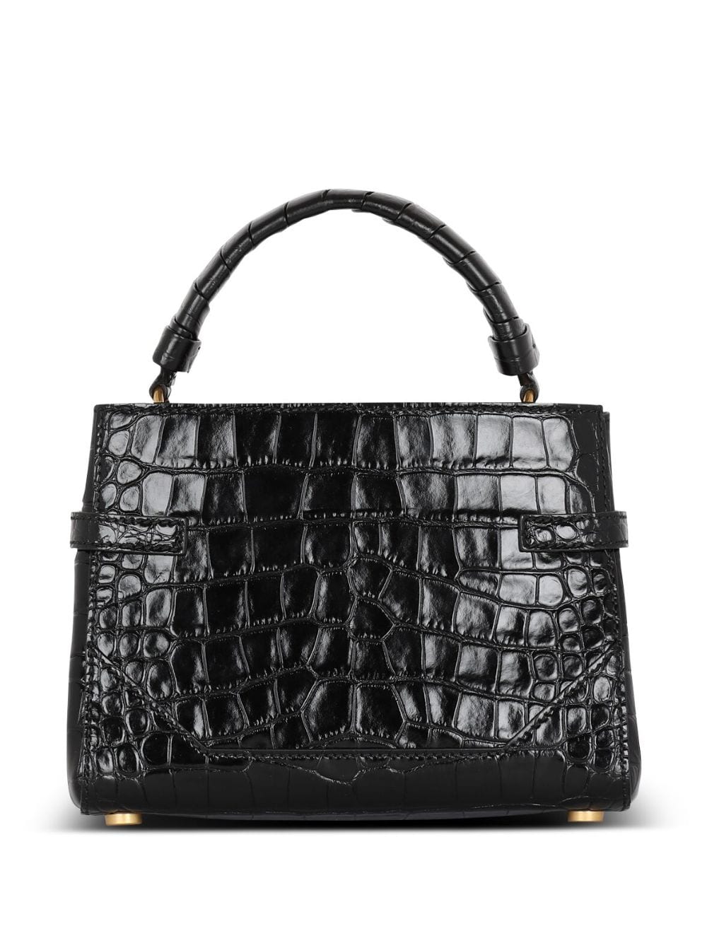 Shop Balmain B-buzz 22 Crocodile-embossed Tote Bag In Black