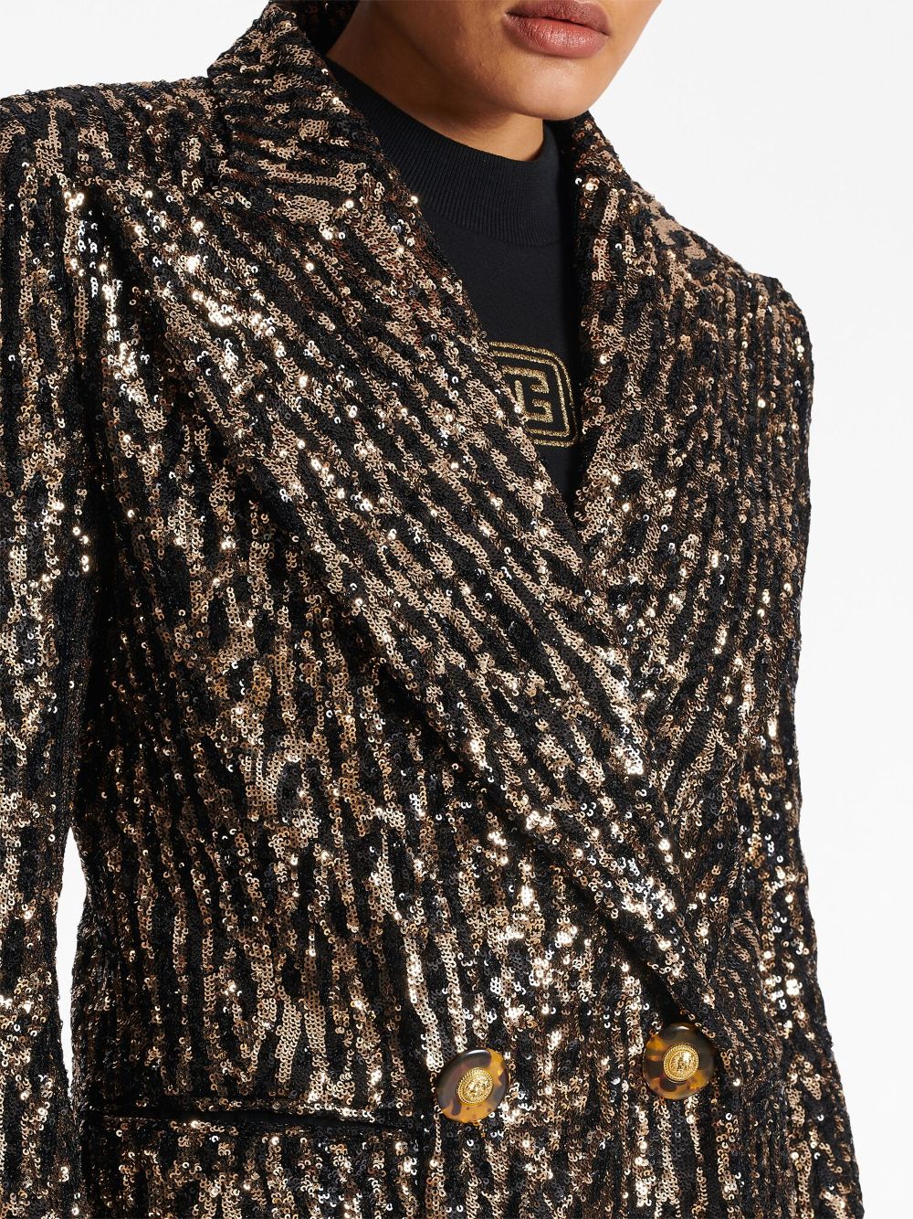 Balmain sequin-embellished double-breasted jacket Women