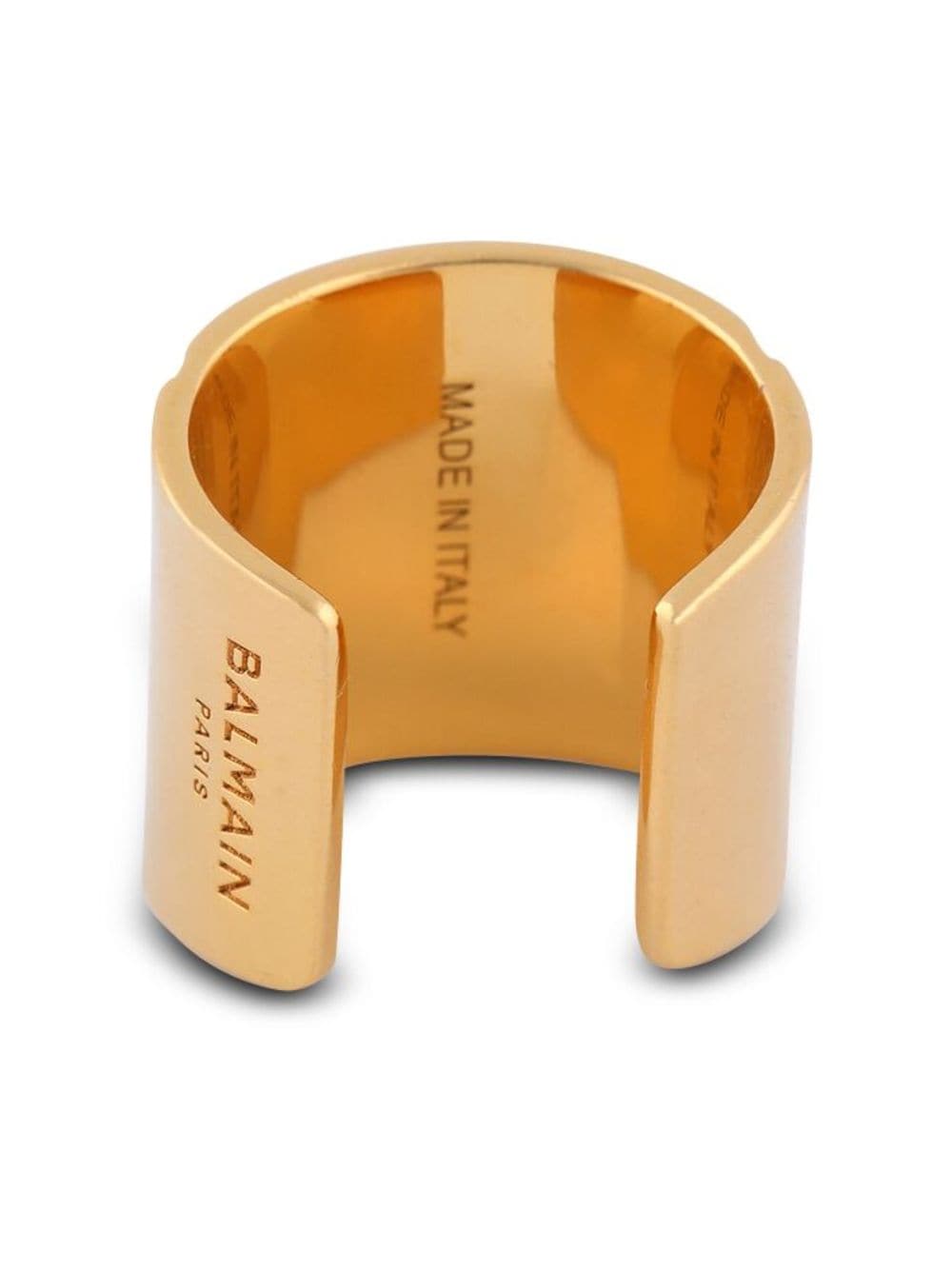 Shop Balmain Engraved-logo Circular-design Ring In Gold