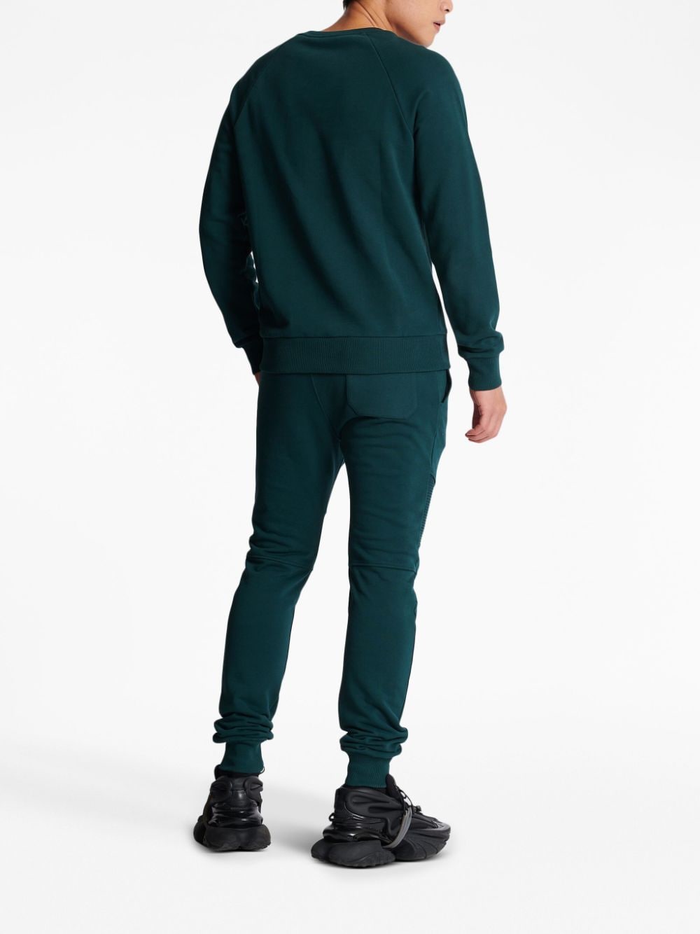 Shop Balmain Logo-print Organic Cotton Sweatshirt In Green