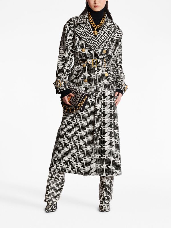 Balmain Mini monogram-jacquard Trench Coat - Farfetch