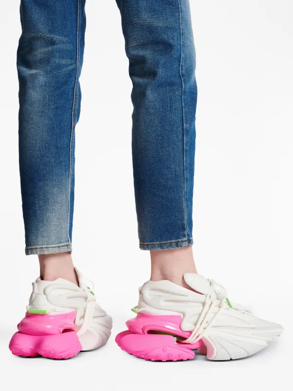 スニーカー BALMAIN Woman Sneakers Pink EN1VF724KJNR 1CE Unicorn Low trainers in neoprene and calfskin beige beige
