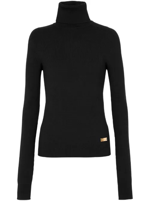 Pull en laine à plaque logo - Balmain - Modalova