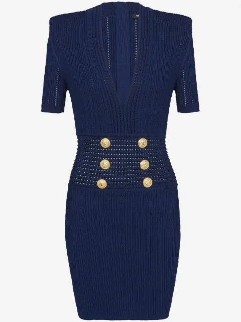 Balmain V-neck knitted dress
