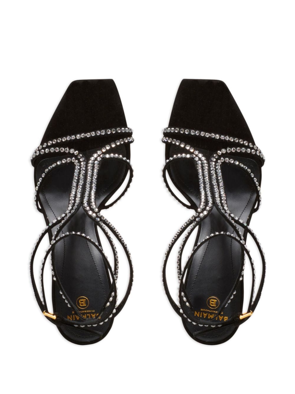 Shop Balmain Moneta 95mm Crystal-embellished Sandals In Eac