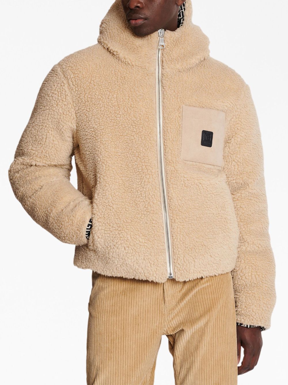 Balmain Teddy monogram-patch jacket Men