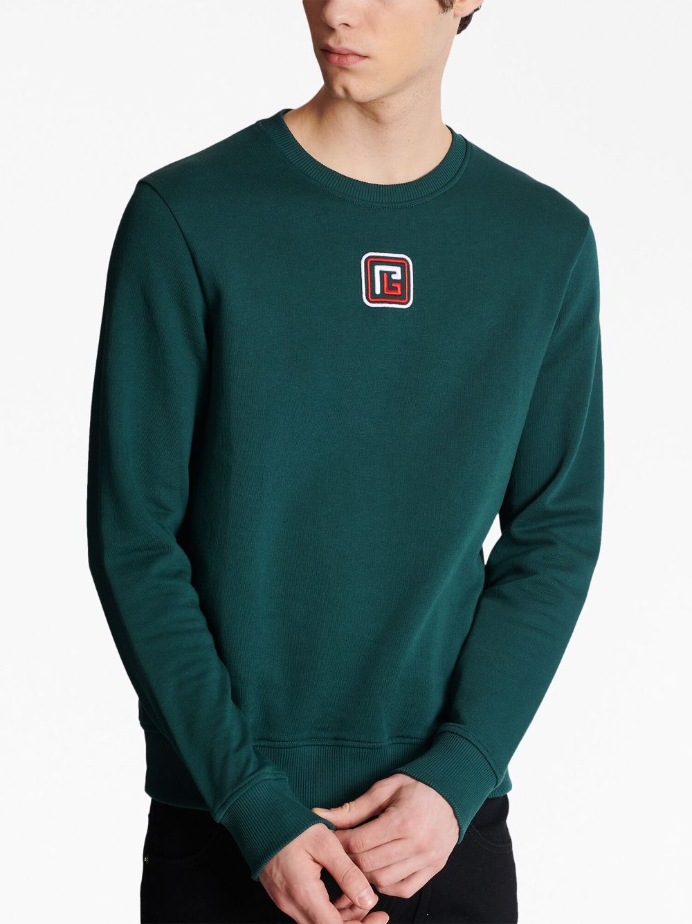 Cheap Balmain logo-embroidery cotton sweatshirt Men