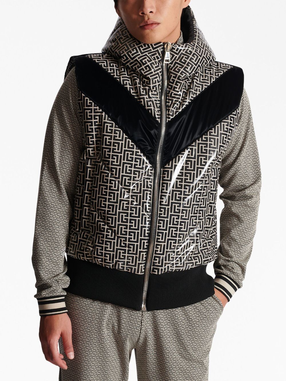 Balmain monogram-print puffer gilet Men