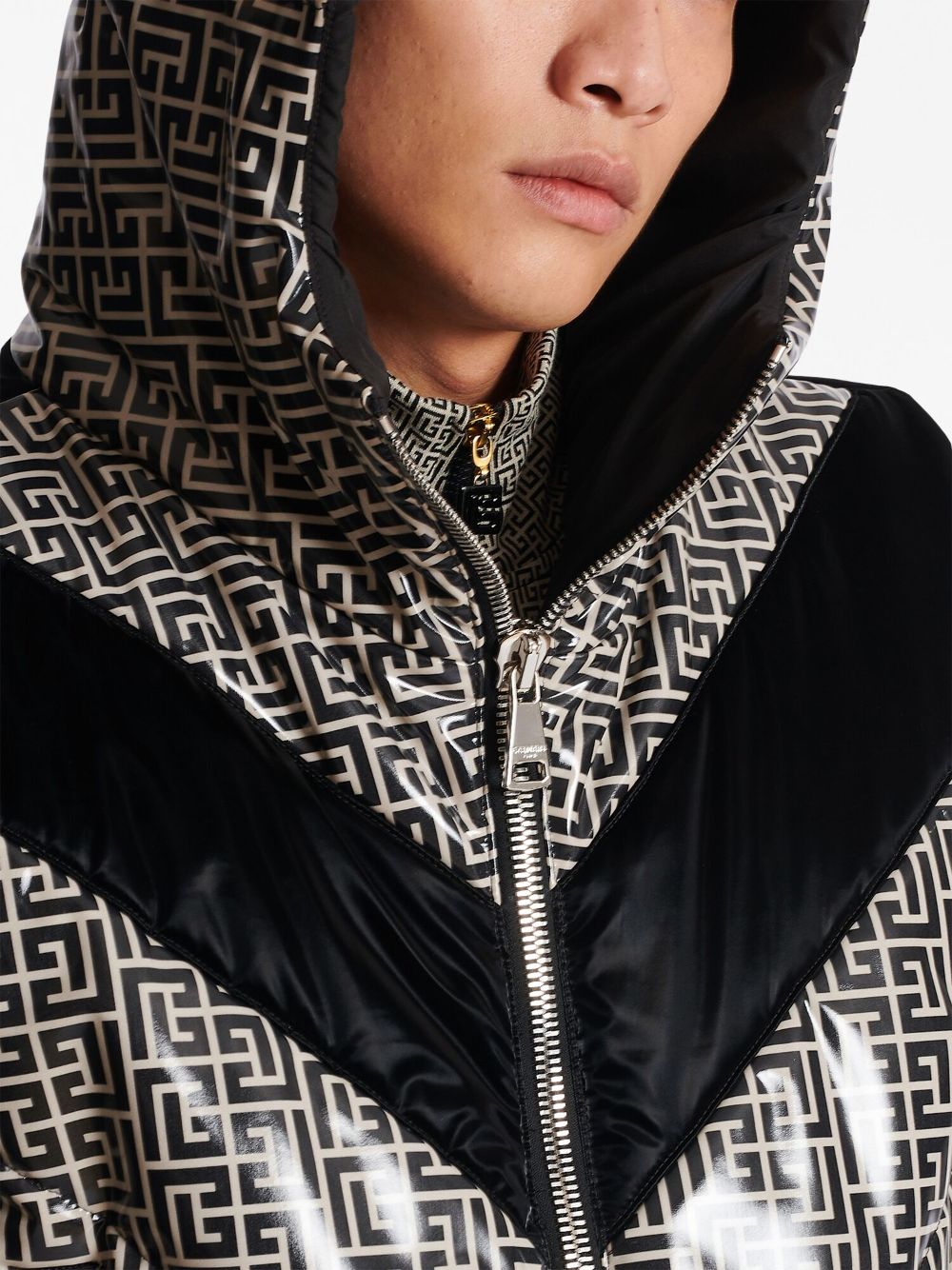 Balmain monogram-print puffer gilet Men