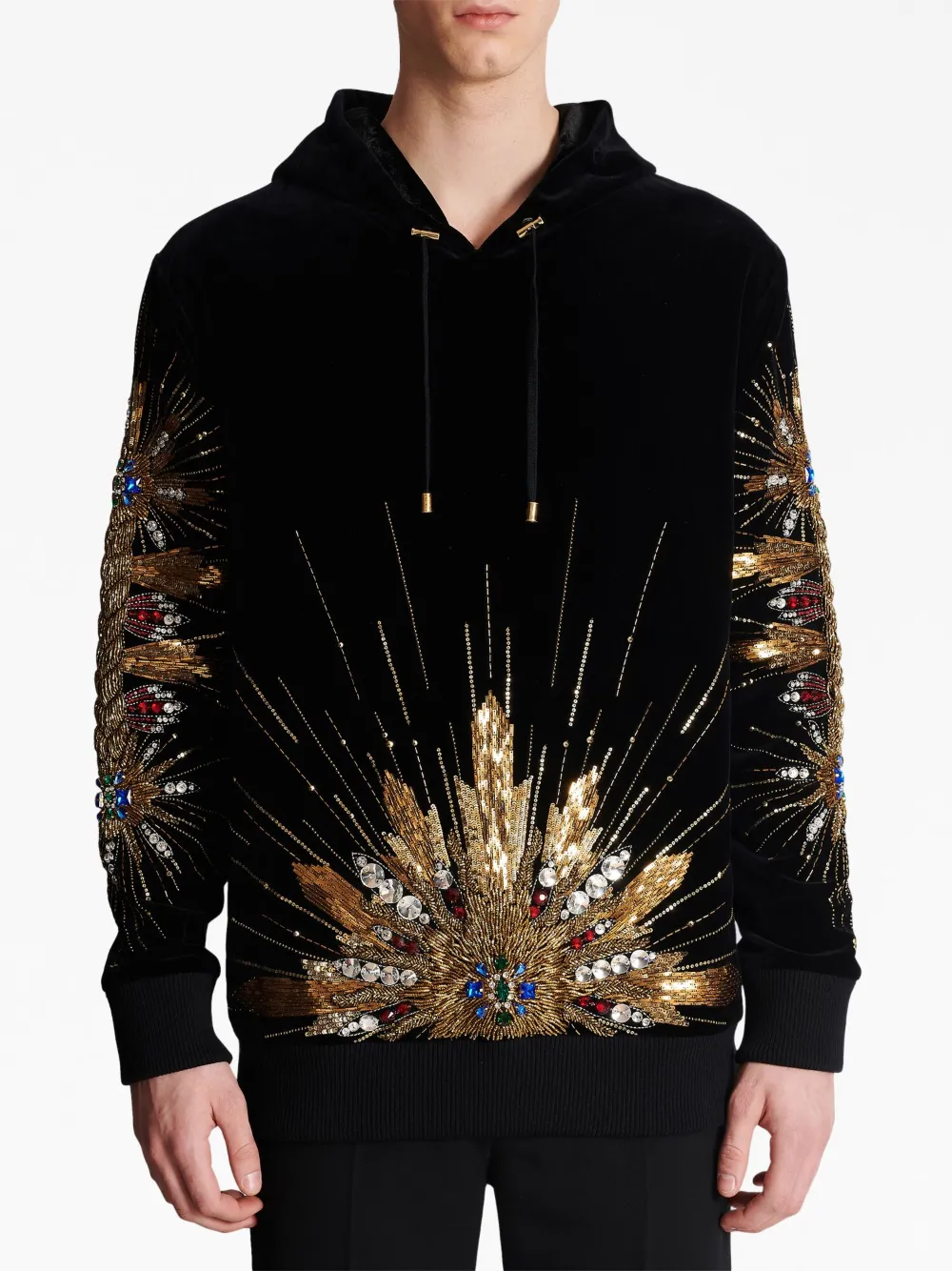 Balmain appliquédetail Cotton Hoodie Farfetch