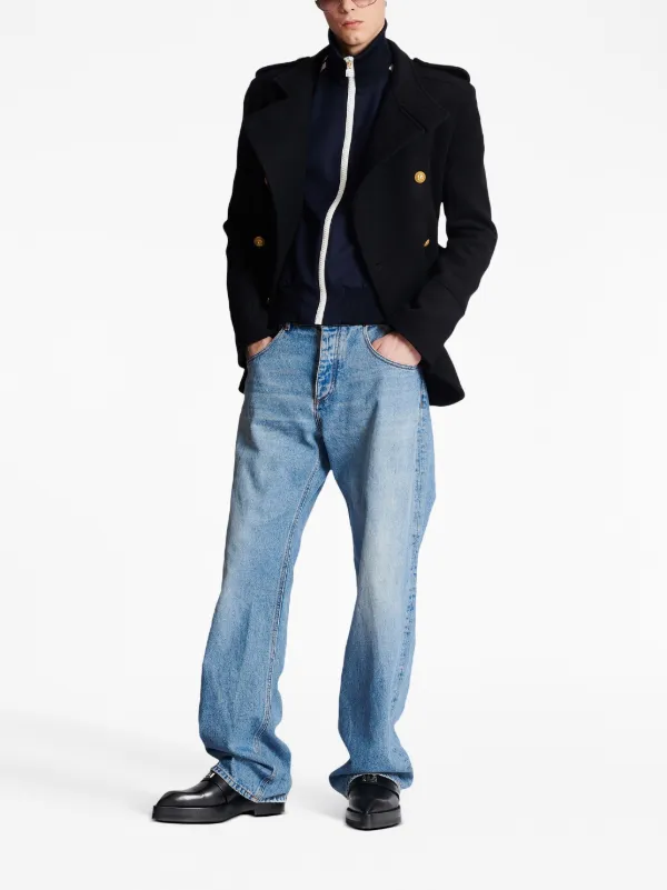 Balmain コントラストポケット ワイドジーンズ | ブルー