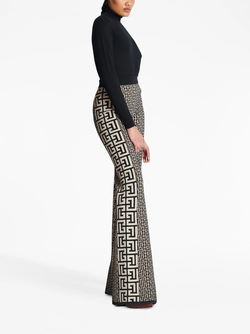 Balmain monogramprint Flared Trousers Farfetch