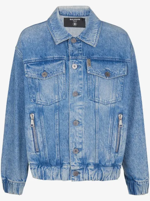 Balmain chamarra de mezclilla con parche del logo de los años 70 