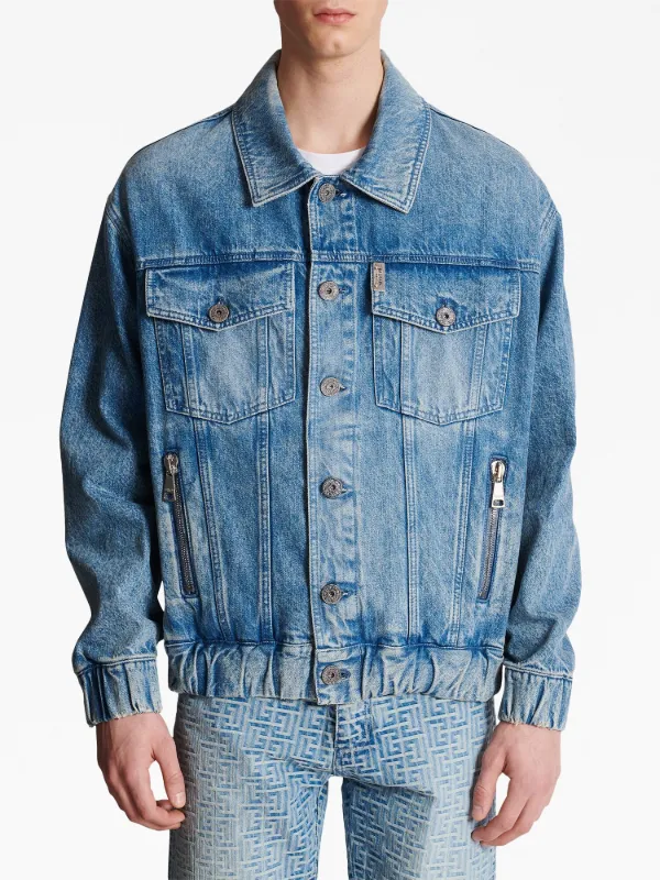 Balmain 70s logo-patch Denim Jacket | Blue | FARFETCH