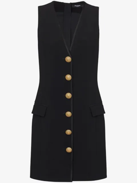 Balmain V-neck button-front minidress