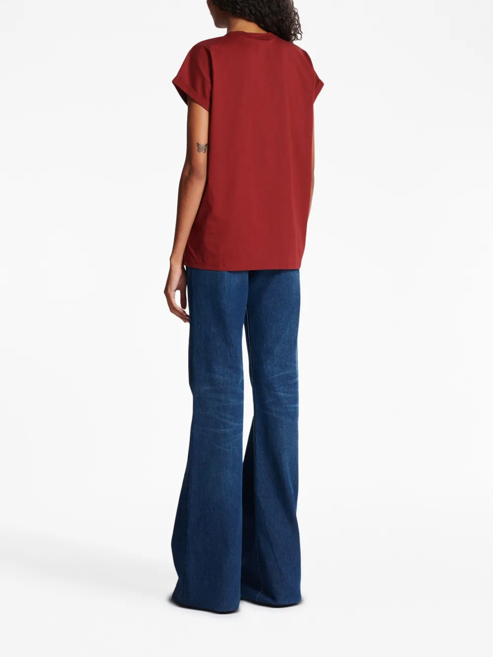 Balmain T-shirt Mit Geflocktem Logo In Red