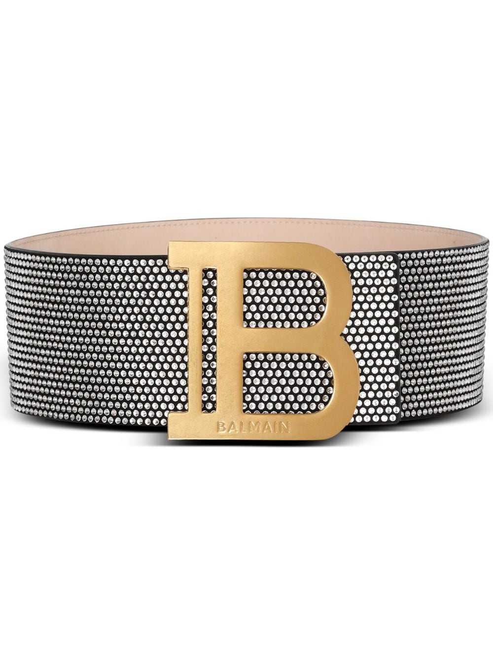 Shop Balmain Crystal-embellished Logo-buckle Belt In Eac