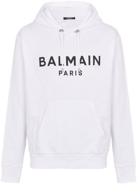 Balmain logo-print long-sleeved hoodie